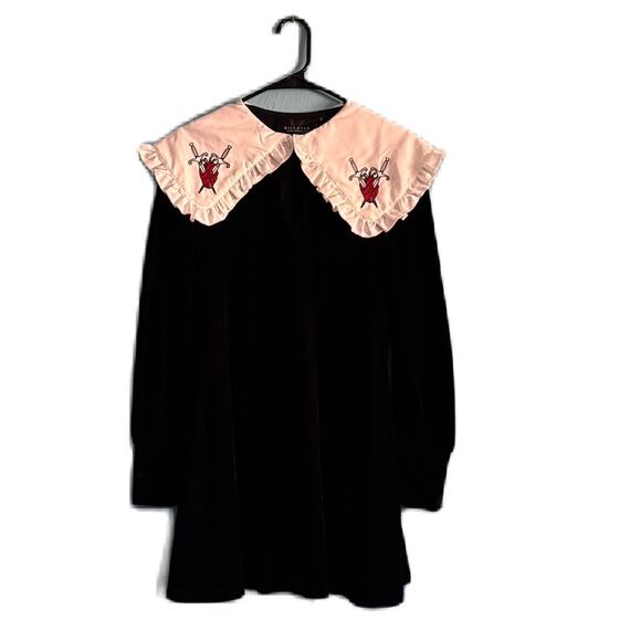 Killstar Dresses & Skirts - Killstar Courtney Dress Black Heart with White Trim Peter Pan Collar Size S
